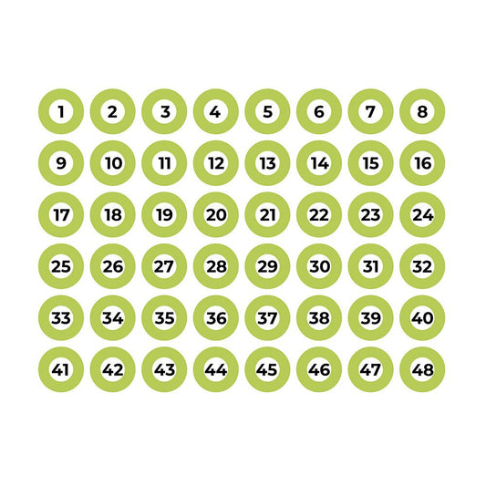 LÁMINA ADHESIVA A4 NUMERADA 1-48 VERDE EDM