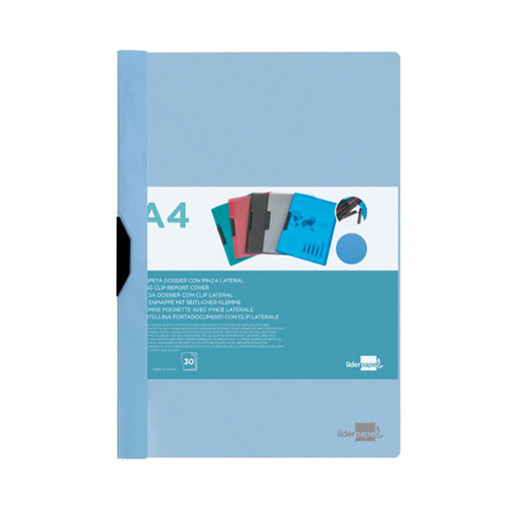 CARPETA DOSSIER PINZA LATERAL PP DIN A4 AZUL CELESTE
