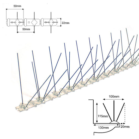 VARILLA DISUASORIA PARA AVES, INOXIDABLE CON BASE METACRILATO; 0,5 m x 11,5 cm