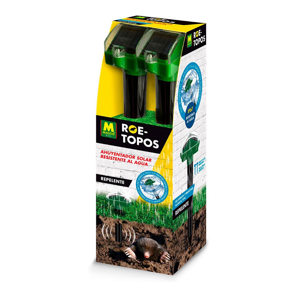 REPELENTE SOLAR PARA TOPOS RESISTENTE AL AGUA, 2 uds