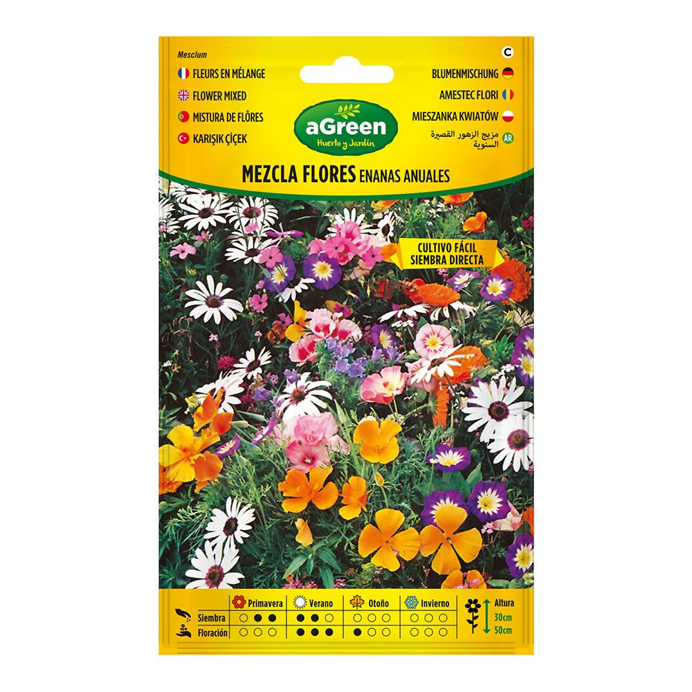 SOBRE CON SEMILLAS DE FLORES MEZCLA ENANAS ANUALES