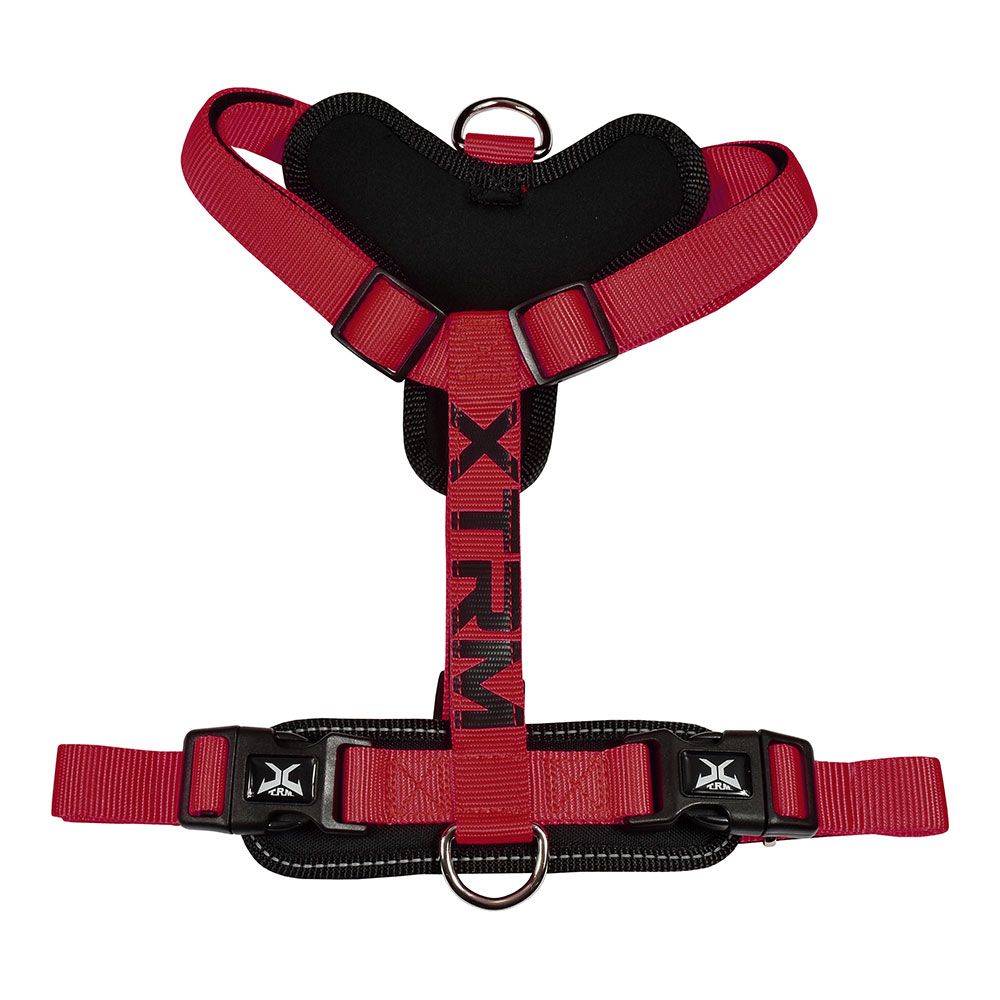 ARNÉS X-TRM CRONOS NEON FLASH ROJO/NEGRO, T-M 20 mm x 46-75 cm