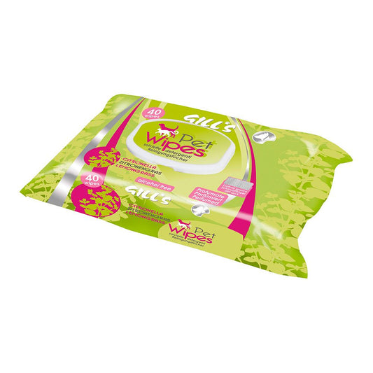 TOALLITAS HÚMEDAS MASCOTAS XL 30 x 20 cm, 40 uds, AROMA CITRONELA