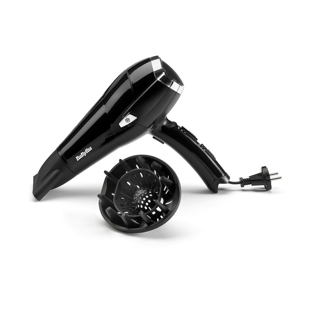 SECADOR DE PELO NEGRO CON CABLE RETRÁCTIL 2000 W