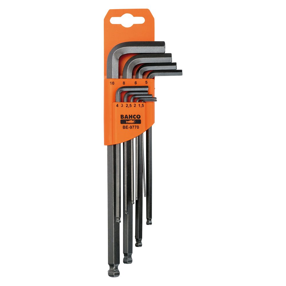 LLAVES ALLEN HEXAGONALES CON BOLA 1.5 mm -10 mm, JUEGO DE 9 PIEZAS