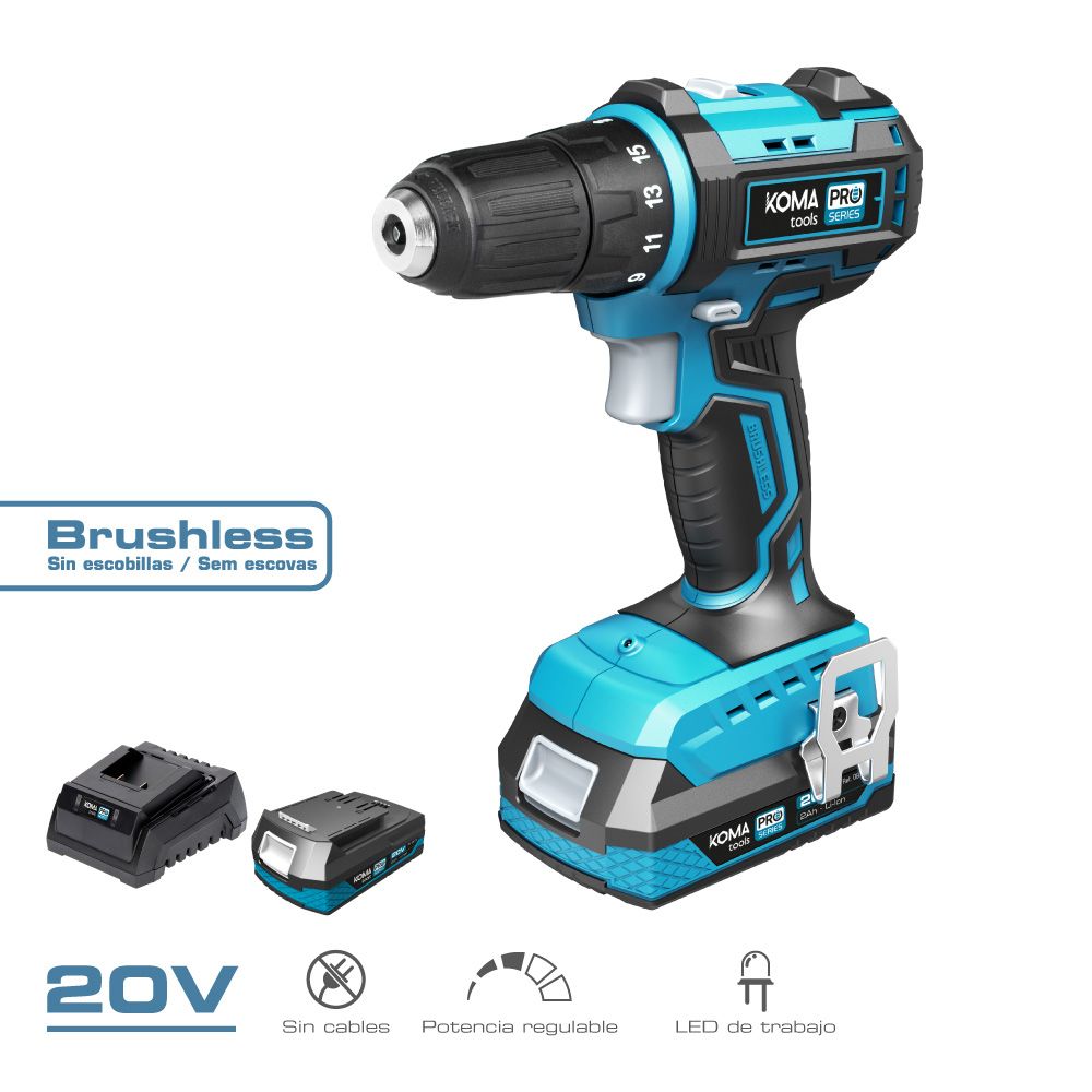KIT TALADRO ATORNILLADOR BRUSHLESS 20 V