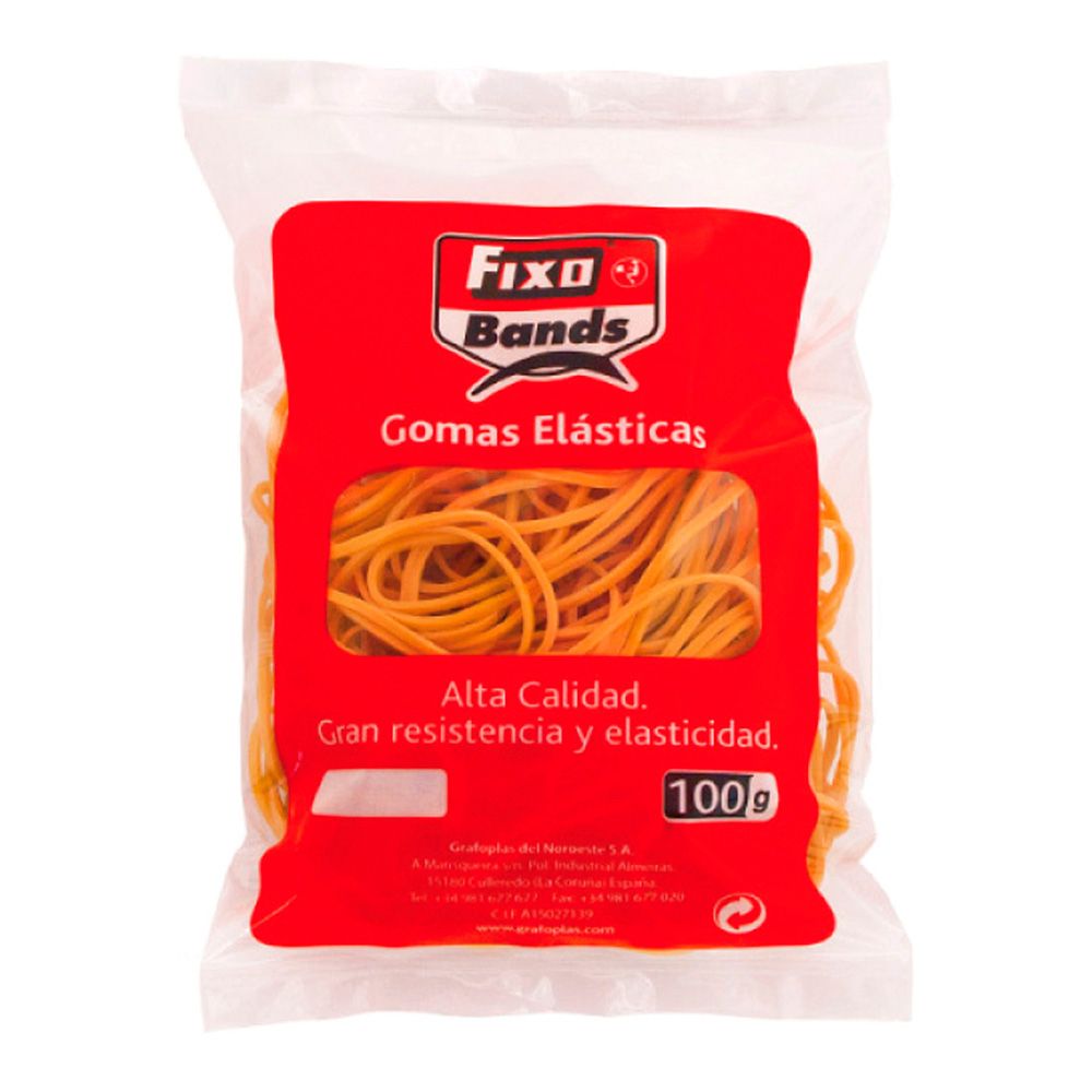 GOMAS ELÁSTICAS  FIXO BOLSA 100 g 2 mm x 12 cm