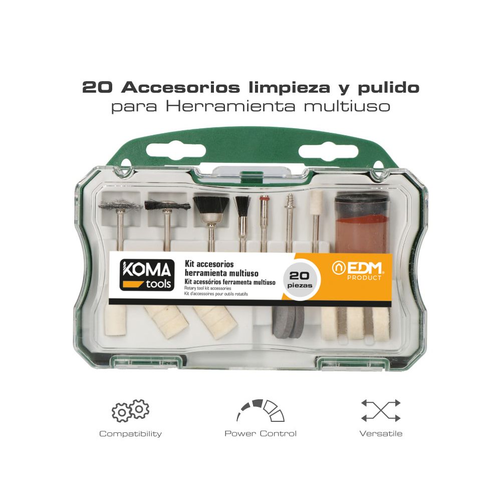 ACCESORIOS PARA MINI HERRAMIENTA MULTIUSOS ROTATIVA REF: 08709, SET 20  PIEZAS