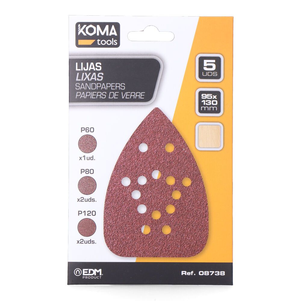LIJAS PARA LIJADORA TIPO MOUSE 08753, SET 5 uds