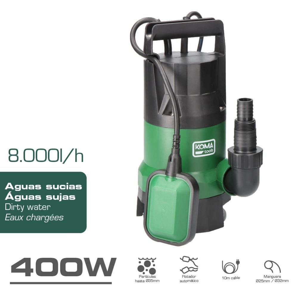 BOMBA DE DRENAJE AGUAS SUCIAS 400 W
