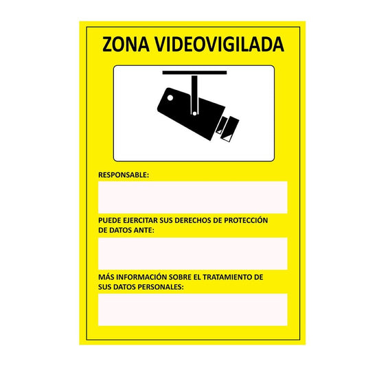 CARTEL "ZONA VIDEOVIGILADA" ADHESIVO 15x20cm NORMALUZ