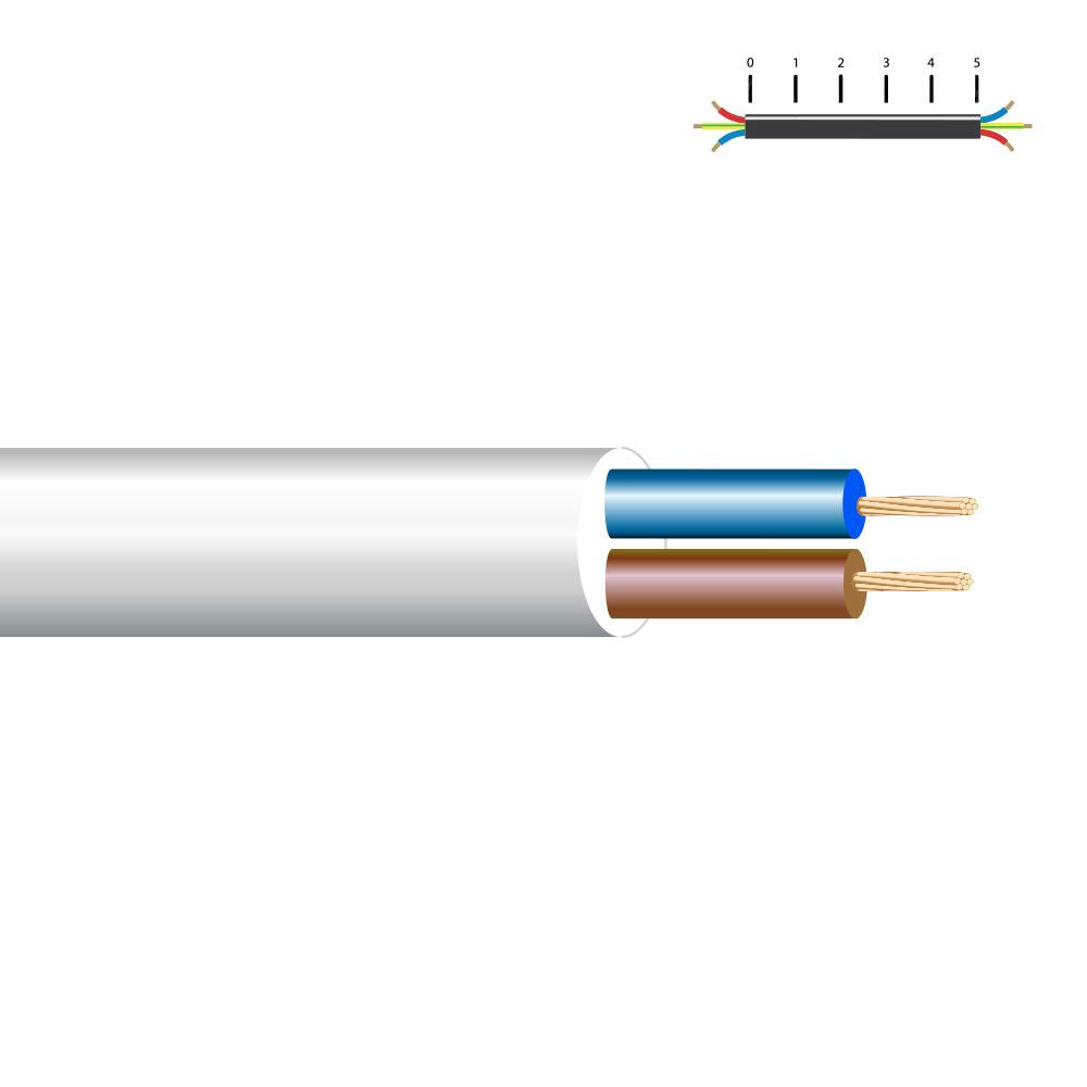 MANGUERA TUBULAR H03VV-F 2 x 0,50 mm², BLANCA EURO/m