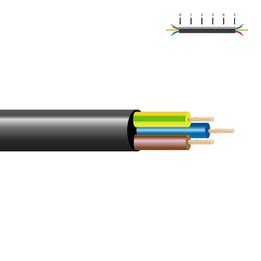 MANGUERA TUBULAR H05VV-F 3 G 1,00 mm², NEGRA EURO/m
