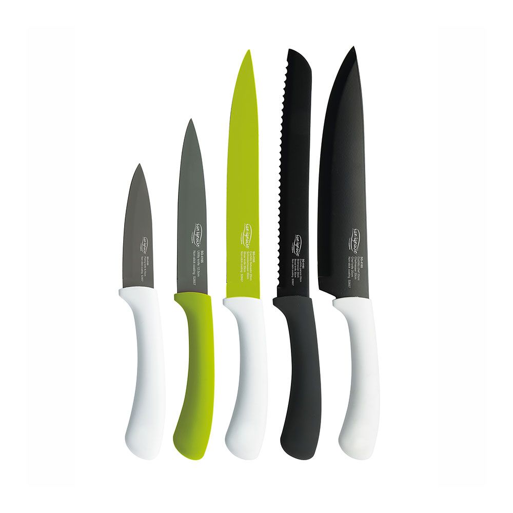 JUEGO DE CUCHILLOS 5 PIEZAS ACERO INOXIDABLE GREEN