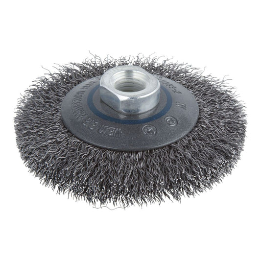 CEPILLO CÓNICO DE ALAMBRE DE ACERO, ROSCA M14, Ø100 x 15 mm