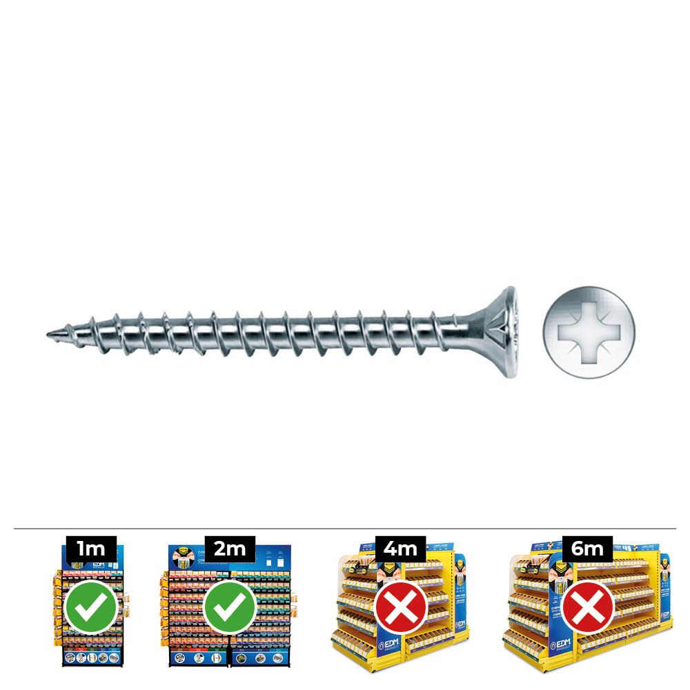 CAJA 100 unid. TORNILLO MADERA AVELLANADO POZI DIN/REF VLOX Ø4,5x70mm ZINCADO+LUBR. CELO