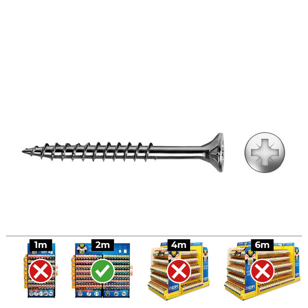 CAJA 50 unid. TORNILLO MADERA AVELLANADO PZ R/PARC REF VLOXP Ø4,5 x 80 mm ZINCADO