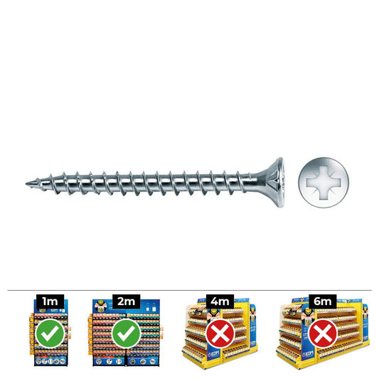 CAJA 90 unid. TORNILLO MADERA AVELLANADO POZI DIN/REF VLOX Ø5x70mm ZINCADO+LUBR. CELO