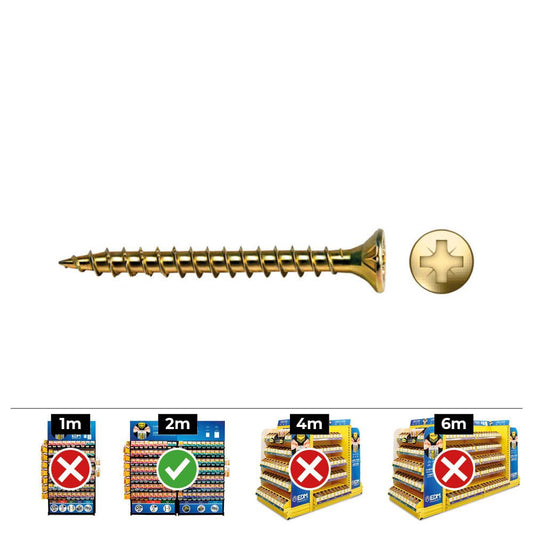 CAJA 150 UNIDADES TORNILLO MADERA AVELLANADO PZ DIN/REF VLOX  Ø6 x 50 mm  BICROMATADO+LUBR.