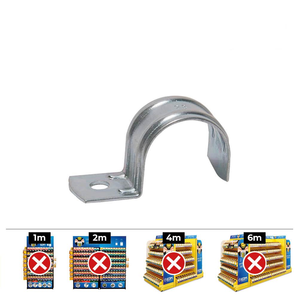 GRAPA PARA CABLE TUBULAR Ø22 x 22 mm 922F, METALIZADO, CAJA 100 uds