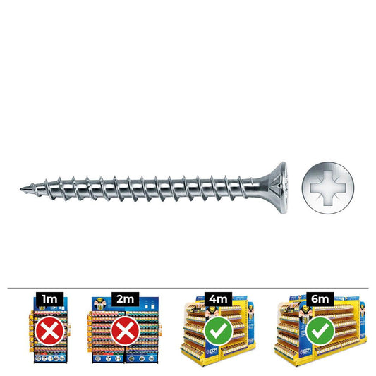 CAJA 200 unid. TORNILLO MADERA AVELLANADO POZI DIN/REF VLOX Ø5x70mm ZINCADO+LUBR. CELO