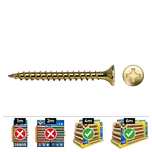 CAJA 250 UNIDADES TORNILLO MADERA AVELLANADO PZ DIN/REF VLOX  Ø6 x 50 mm  BICROMATADO+LUBR.