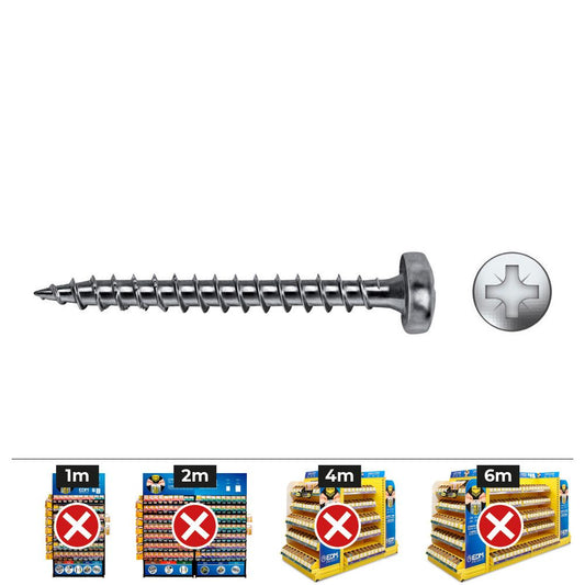 CAJA 250 UNID. TORNILLO MADERA VLOX B ROSCA COMPLETA ALOMADO IMPRONTA PZ2 Ø4,5x45 mm CINCADO