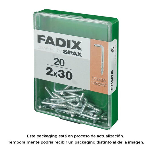 CAJA M 20 unid.. ALCAYATA ROSCADA CINC 2,0x30mm FADIX