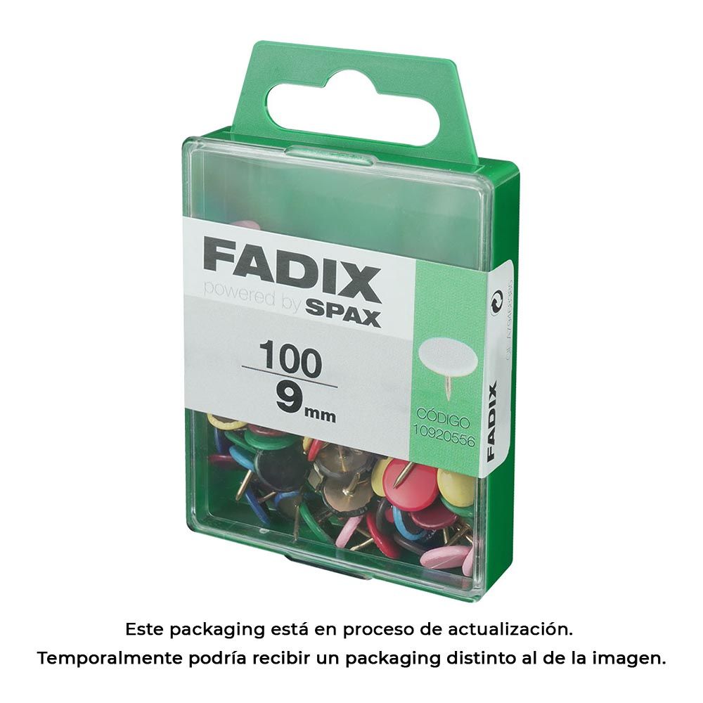 CHINCHETA PLANA SURTIDO 9 mm, CAJA 100 uds
