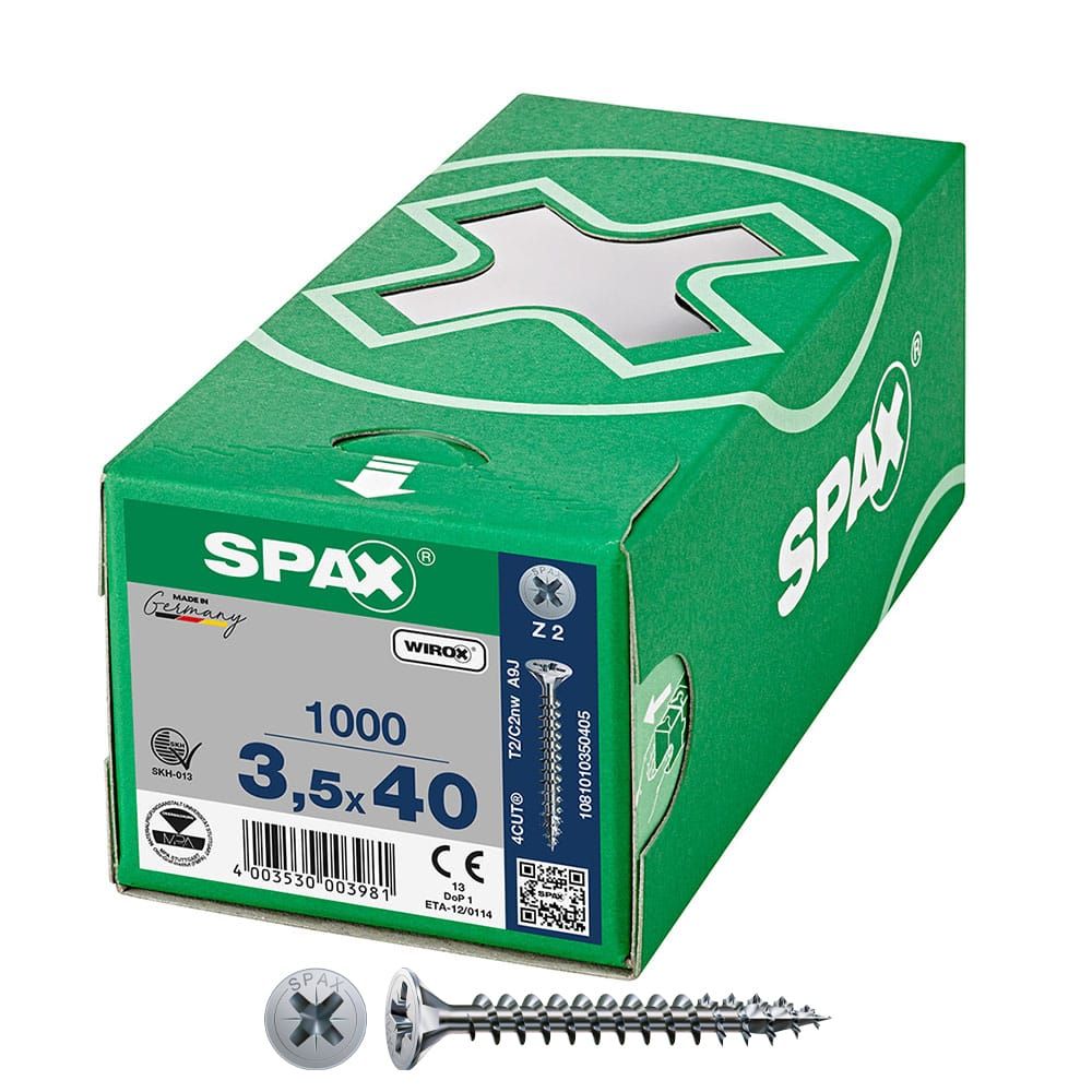 CAJA 1000 UNID. TORNILLO UNIVERSAL CABEZA PLANA WIROX 3,5X40MM Z2