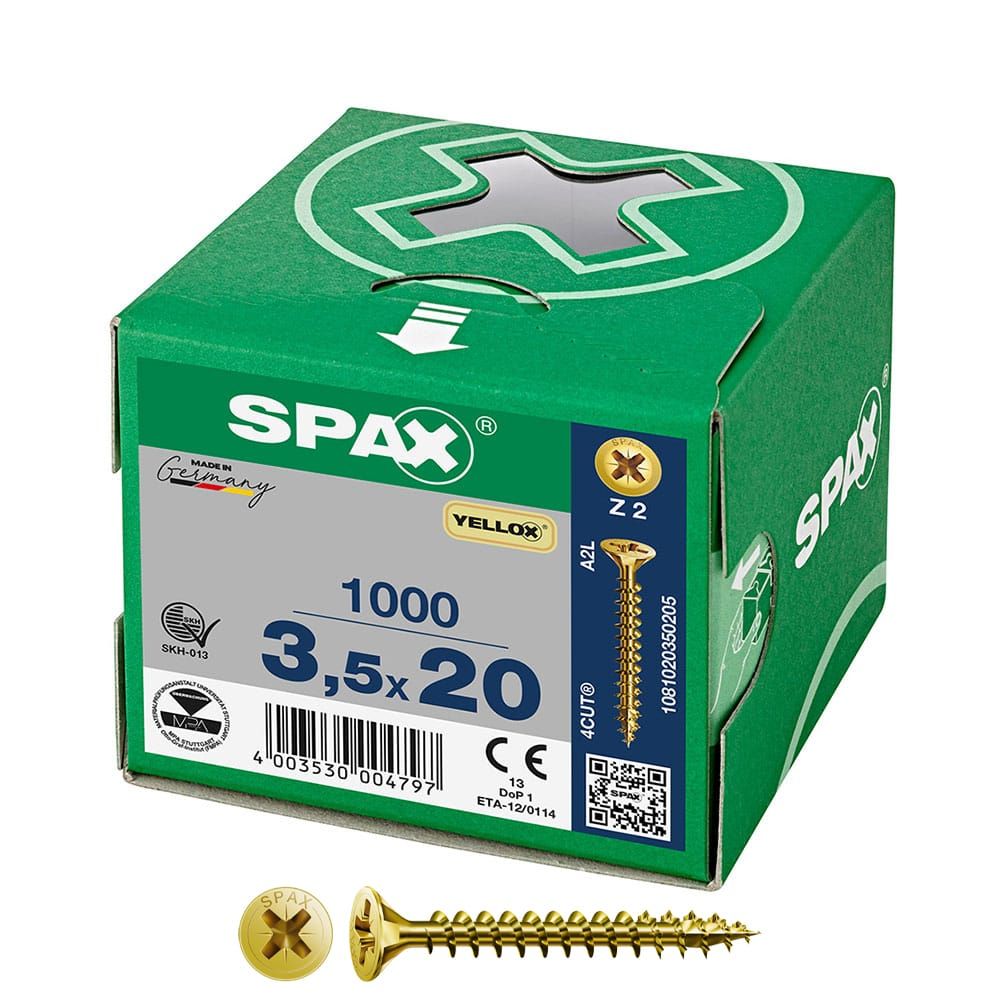 CAJA 1000 UNID. TORNILLO UNIVERSAL CABEZA PLANA YELLOX 3,5X20MM Z2