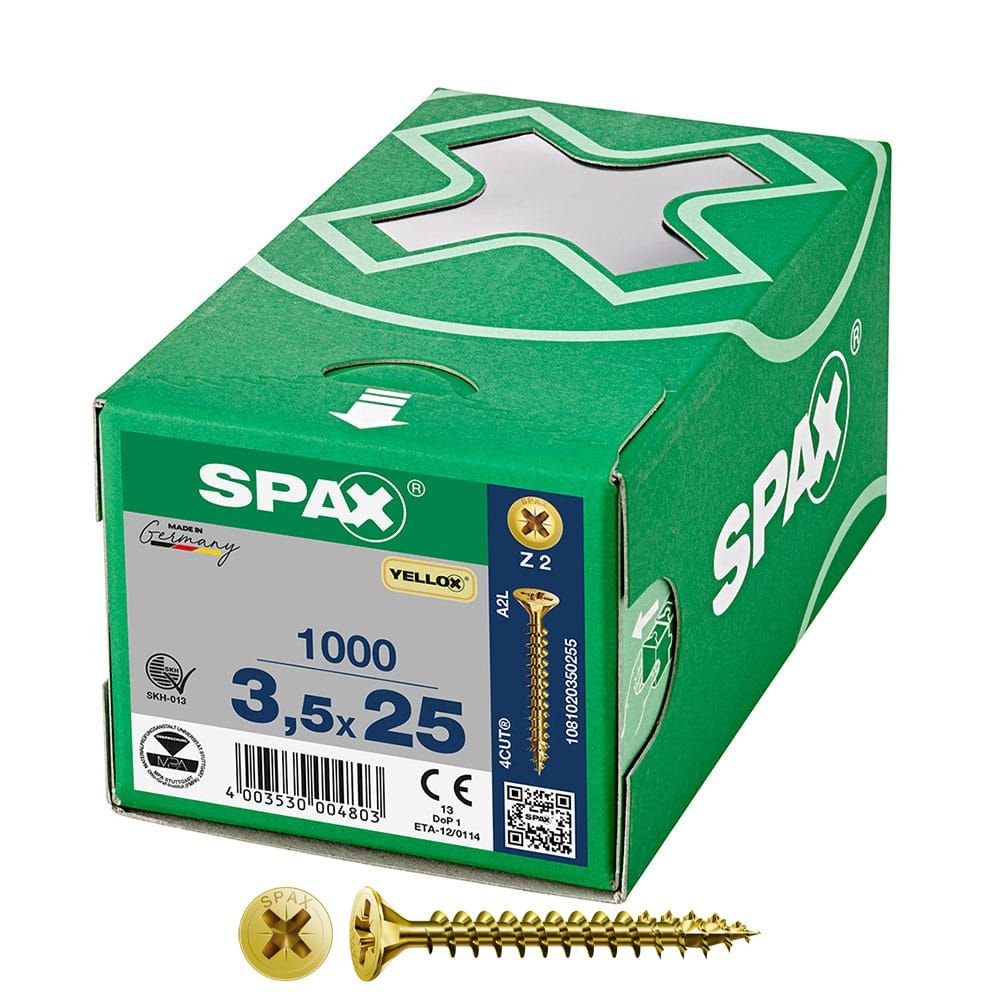 CAJA 1000 UNID. TORNILLO UNIVERSAL CABEZA PLANA YELLOX 3,5X25MM Z2
