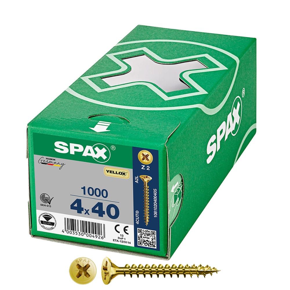 CAJA 1000 UNID. TORNILLO UNIVERSAL CABEZA PLANA YELLOX 4X40MM Z2