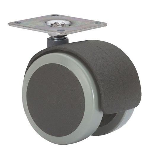 RUEDA GIRATORIA CON PLACA Y EJE LISO, COLOR NEGRO / GRIS, CARGA MÁX. 50 kg, 42 x 42 mm, Ø 5 cm
