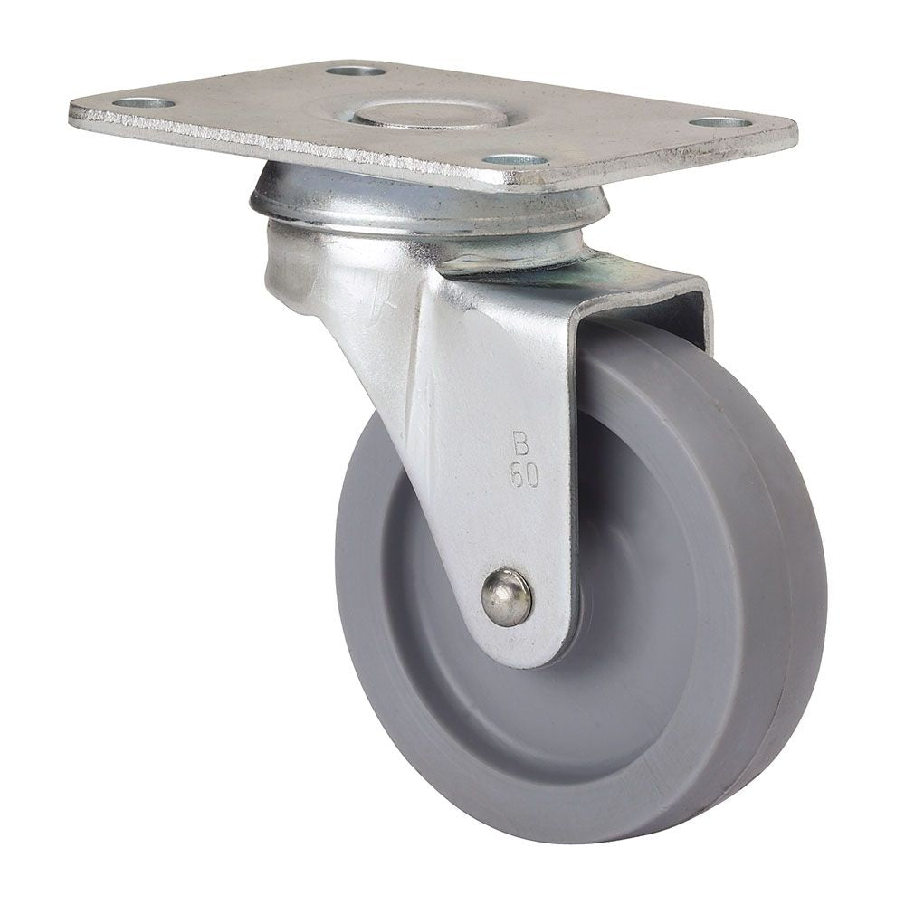 RUEDA GIRATORIA CON PLACA Y EJE LISO, COLOR GRIS, CARGA MÁX. 15 kg, Ø 3 cm