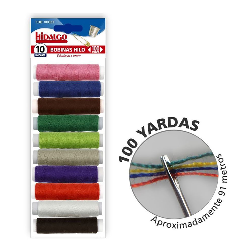 BOLSA 10 BOBINAS HILO 100 YDS. HIDALGO