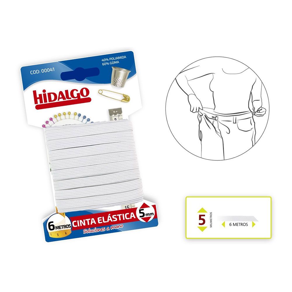 BLISTER CINTA ELÁSTICA 5mmx6mts.BLANCO HIDALGO