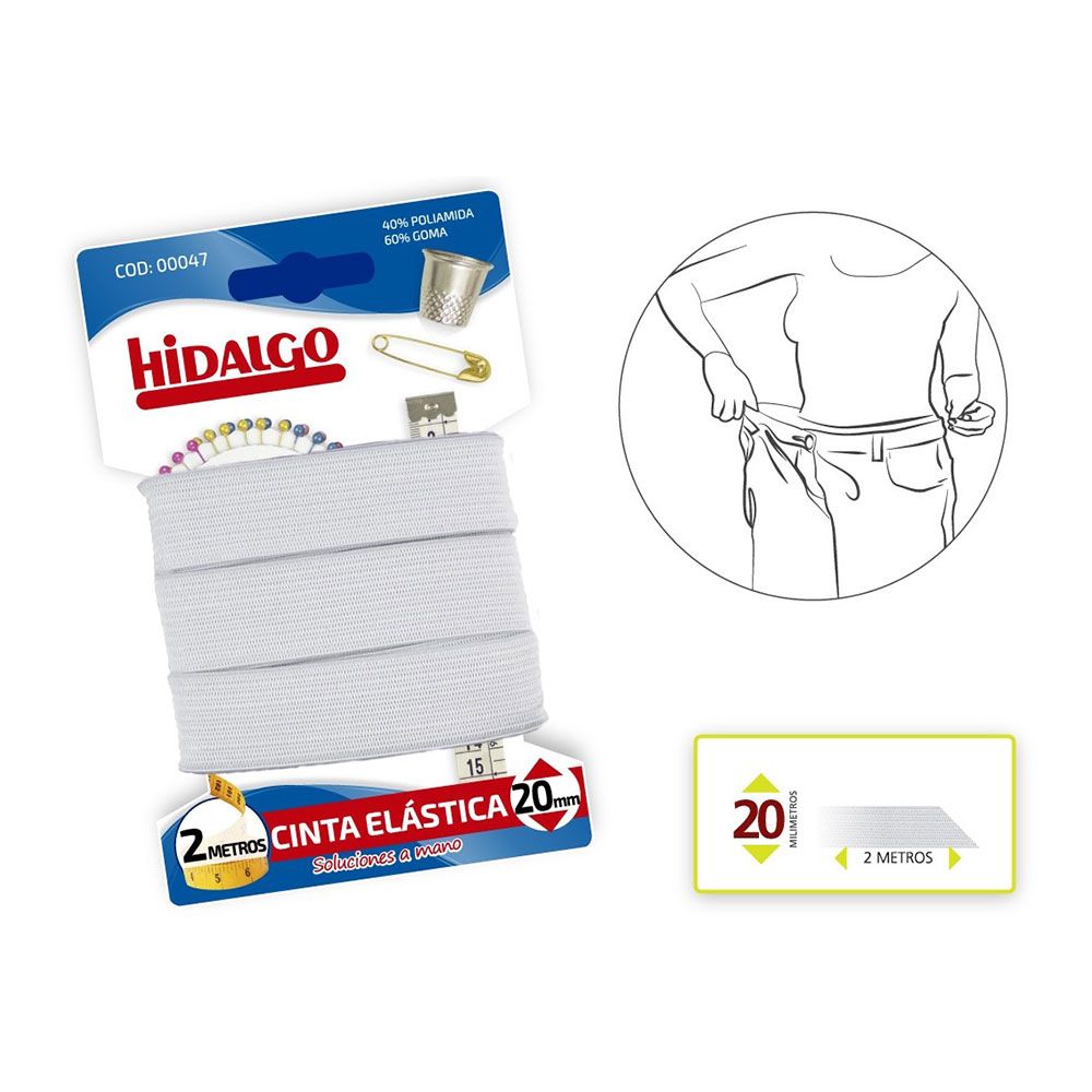 BLISTER CINTA ELÁSTICA .20mmx2mts.BLANCO HIDALGO