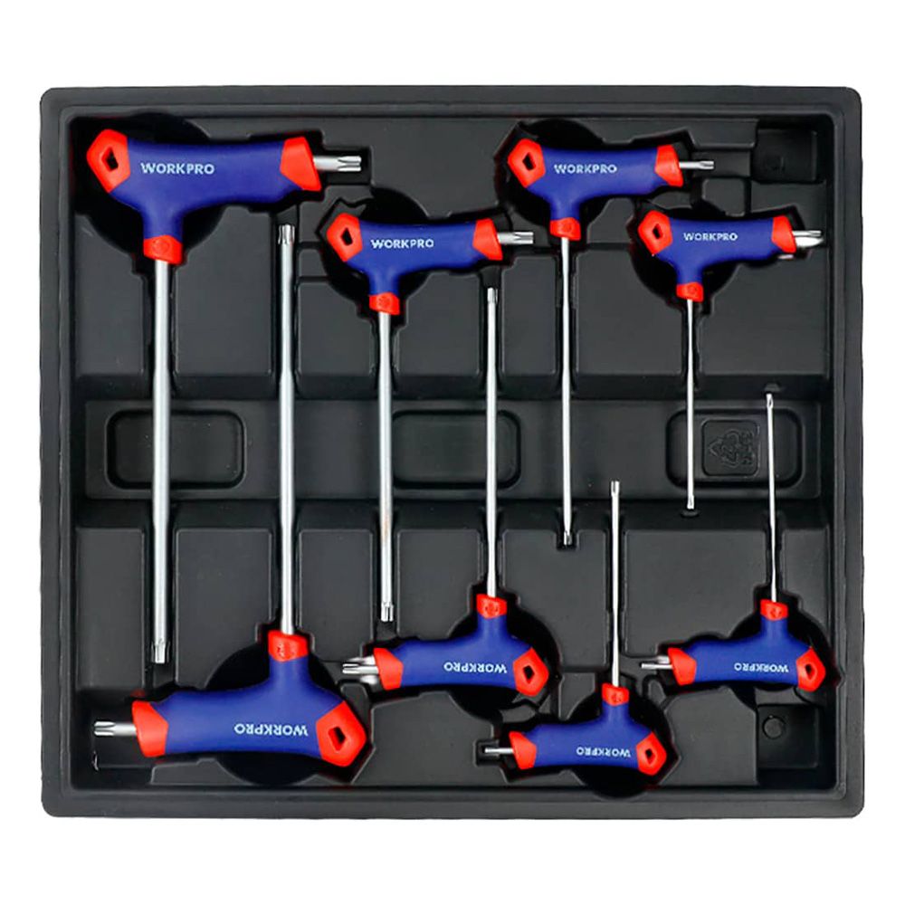 LLAVES TORX MANGO EN T, T10-T50, JUEGO 8 PIEZAS