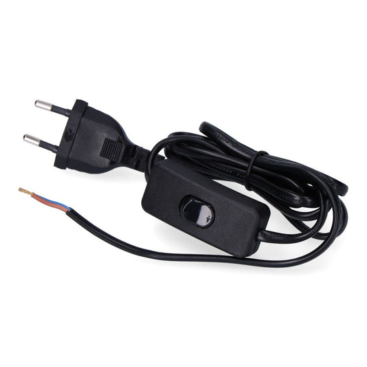 CONEXION CON INTERRUPTOR 3A 1,5m 2x0,75mm MANGUERA PLANA NEGRA EDM