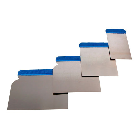 ESPÁTULAS DE CARROCERO ACERO INOXIDABLE, JUEGO 4 PIEZAS; 5 cm, 8 cm, 10 cm, 12 cm