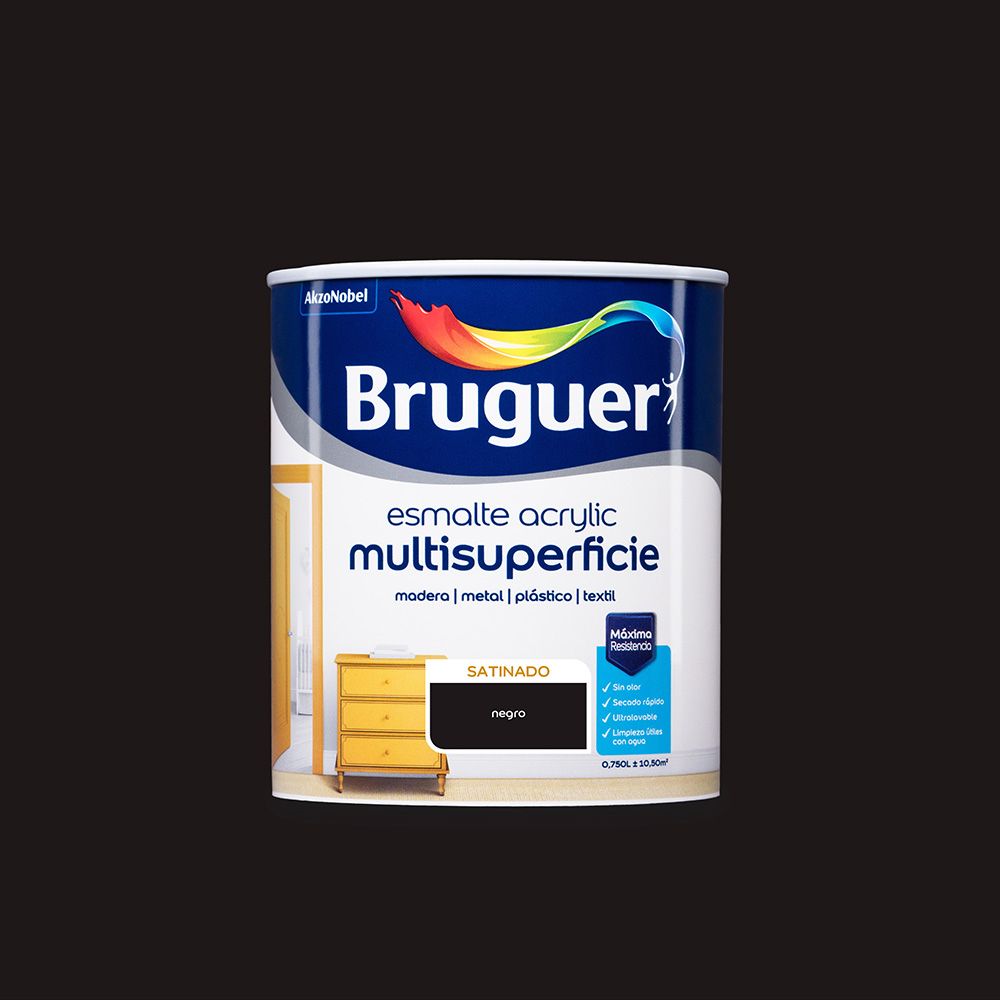 ESMALTE ACRILICO MULTISUPERFICIE NEGRO SATINADO 750 ml