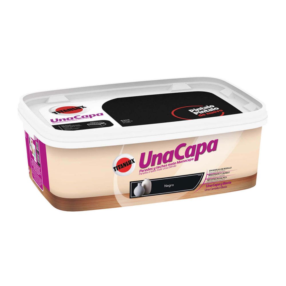 PINTURA PLÁSTICA VINIL-ACRÍLICA INTERIOR LAVABLE UNA CAPA PIEDRA NEGRO 2,5 L