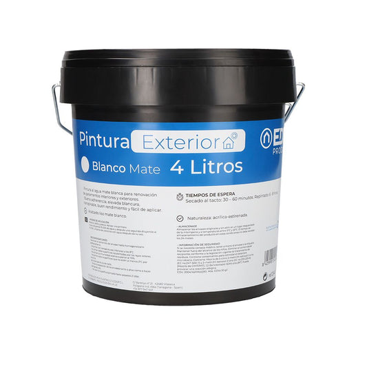 PINTURA PLÁSTICA ACRÍLICA ESTIRENADA INTERIOR/EXTERIOR BLANCO MATE 4 L