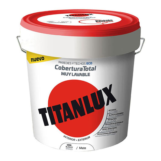 PINTURA PLÁSTICA VINÍLICA VEOVA INTERIOR/EXTERIOR ECO LAVABLE COBERTURA TOTAL BLANCO MATE 4 L