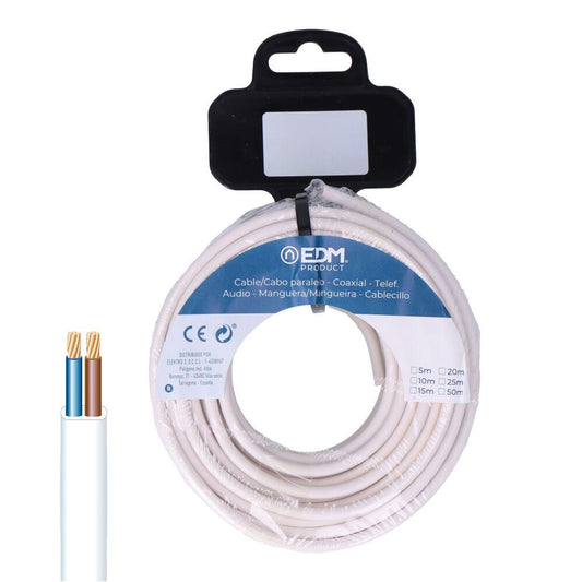 CARRETE MANGUERA PLANA 2 x 1,50 mm² BLANCA, 15 m