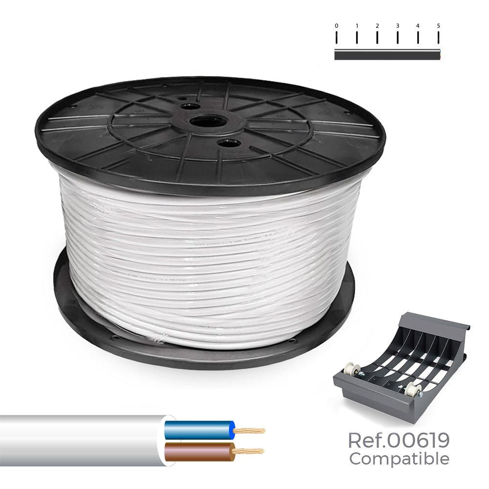 MANGUERA TUBULAR H05VV-F 2 x 1,00 mm² BLANCA 300 m. ( BOBINA GRANDE )