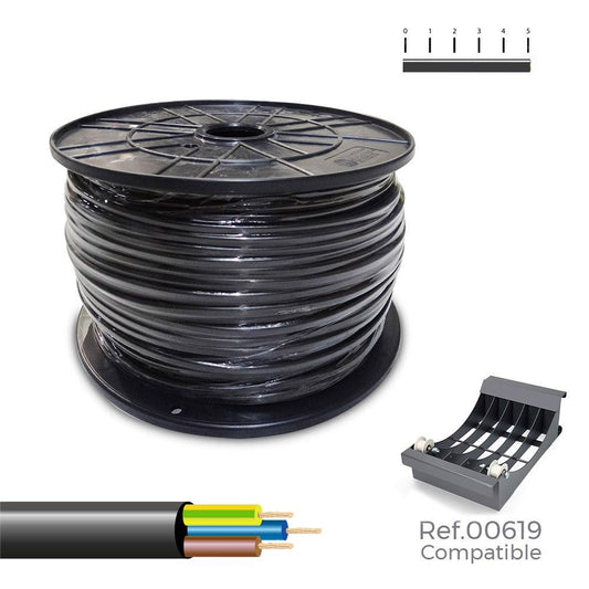 MANGUERA TUBULAR H05VV-F 3 G 1,00 mm² NEGRA, 200 m. (BOBINA GRANDE)