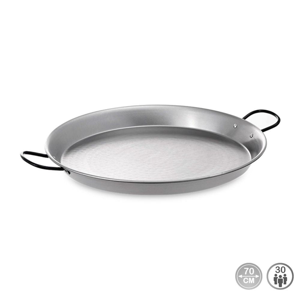 PAELLERA TRADICIONAL DE ACERO PULIDO Ø70 cm (30 PERSONAS)