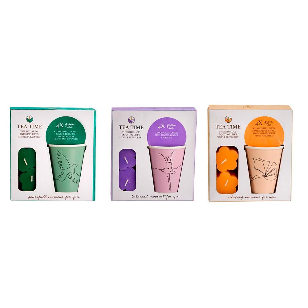 ESTUCHE CON TAZA DE TÉ Y VELAS, MODELOS VARIADOS